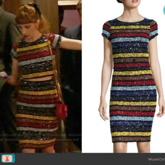 Alice + Olivia Rainbow Sequin Striped Kelli Top - Picture 6 of 7